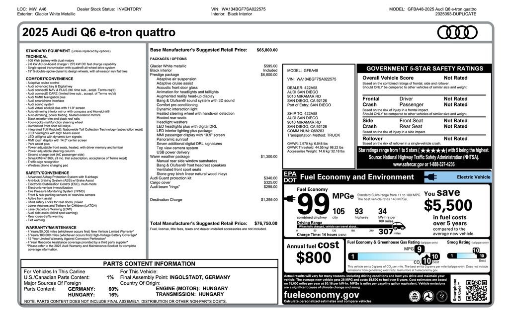 audi q6 e-tron 2025 WA134BGF7SA022575 image audi q6 e-tron 2025 WA134BGF7SA022575 image